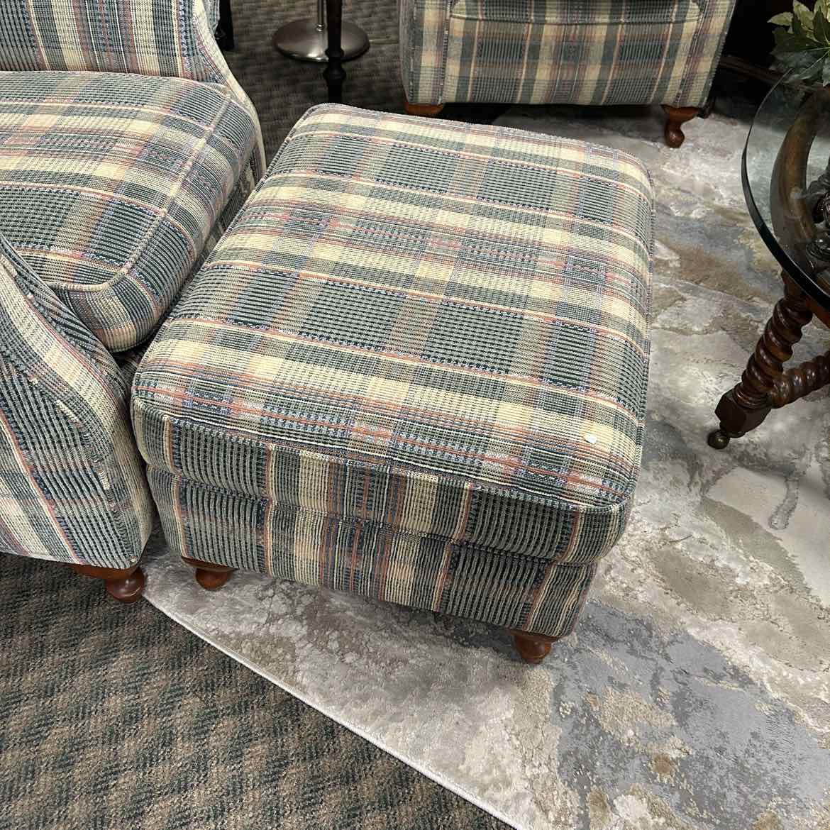Plaid Pastel Color Ottoman