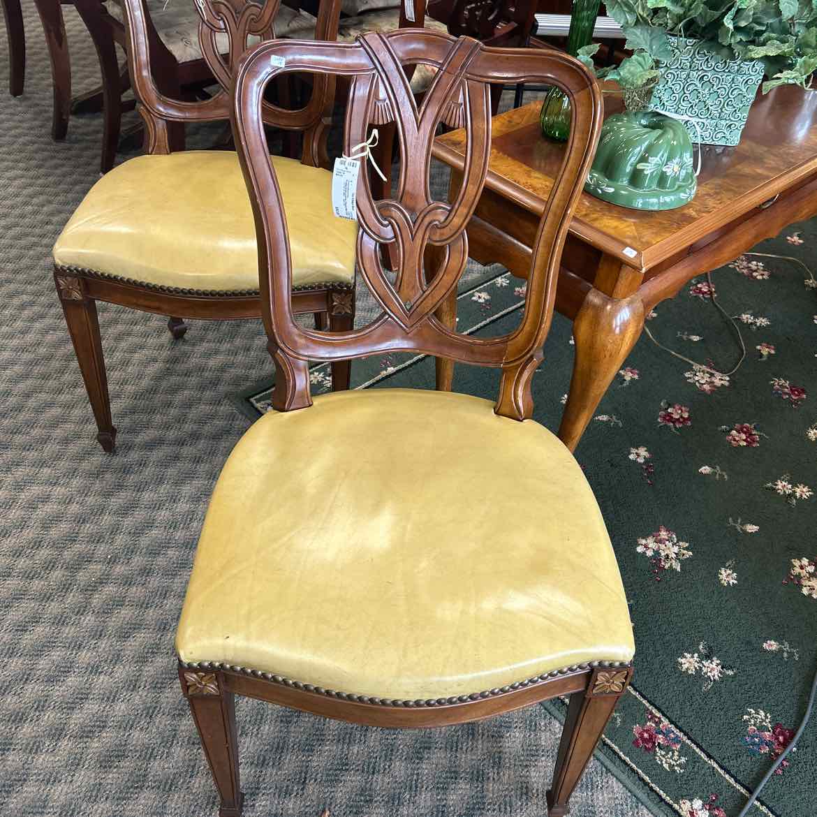 Kindel Gold Leather Dining Side Chair