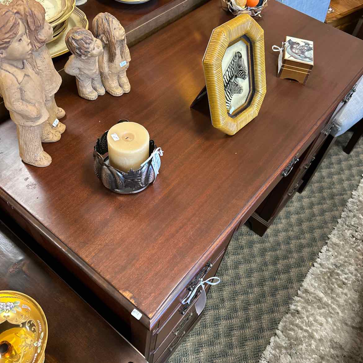 Wood Desk w/Brass Handles