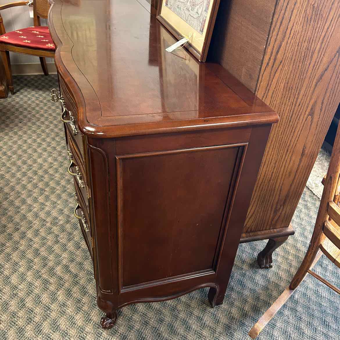 Wood Dresser w/Middle Drawers & Brass Hinges