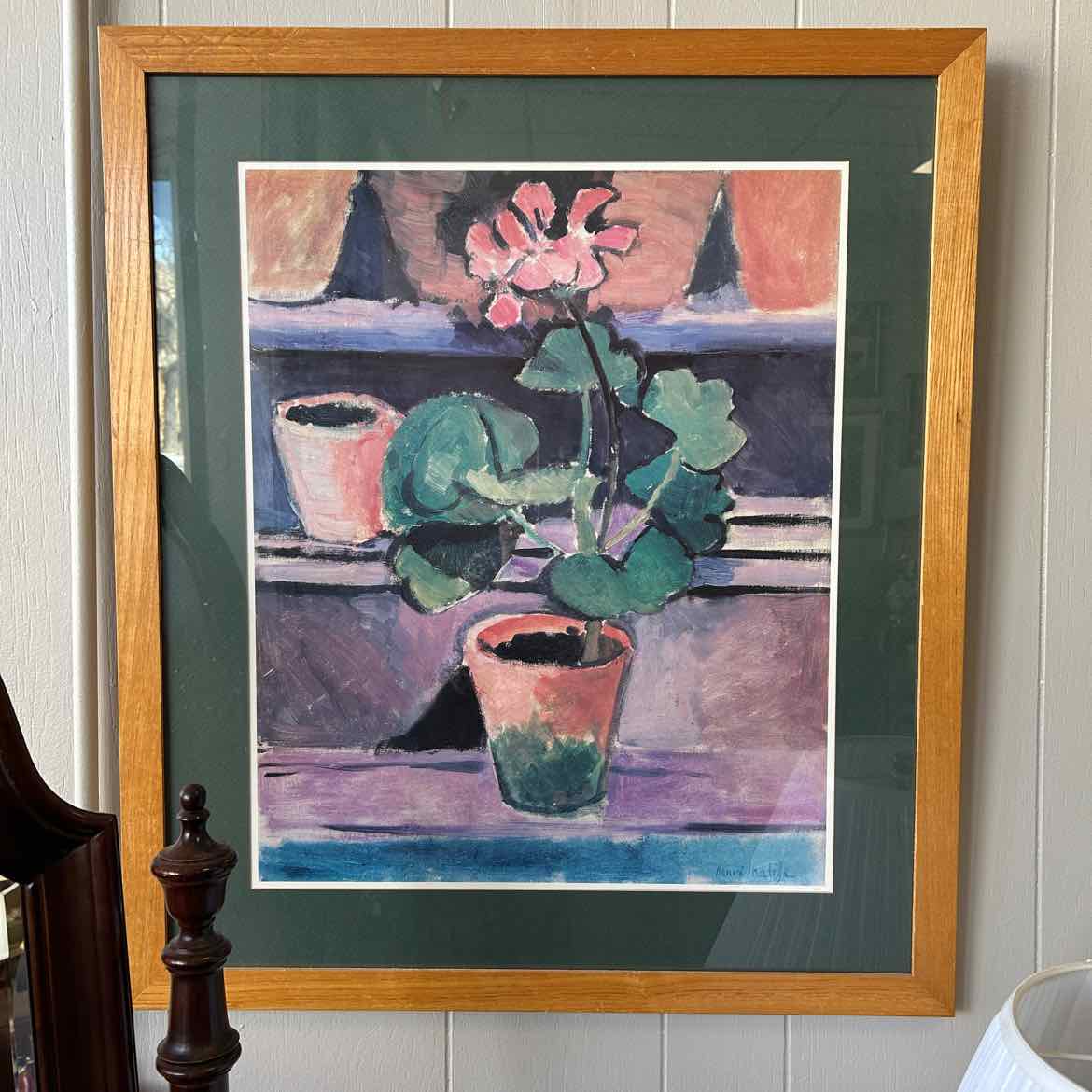 Watercolor Painting of Geranium in Pot