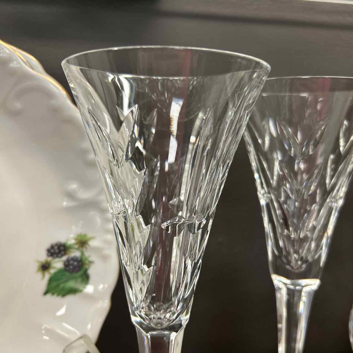 Pair Waterford Crystal Champagne Glasses