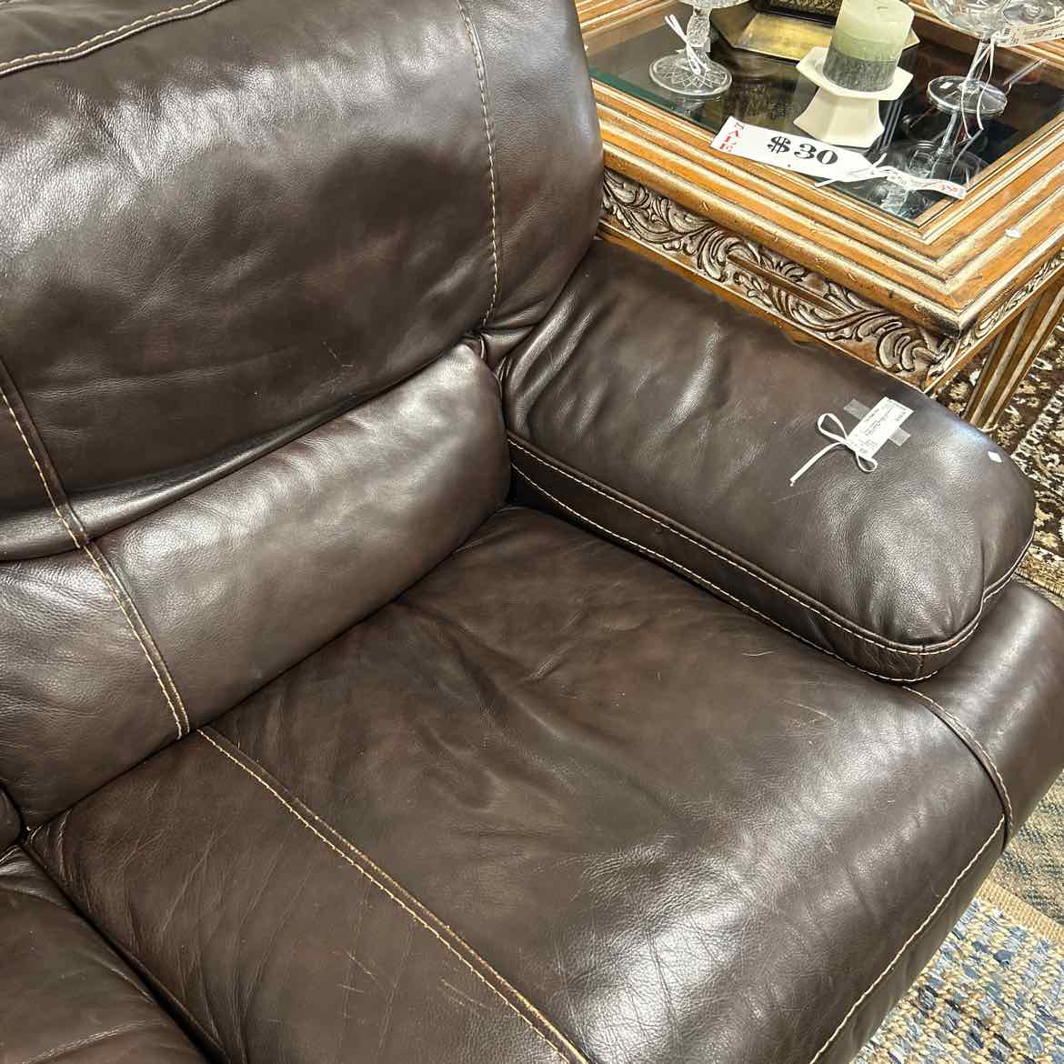 Brown Leather Recliner Loveseat AS IS