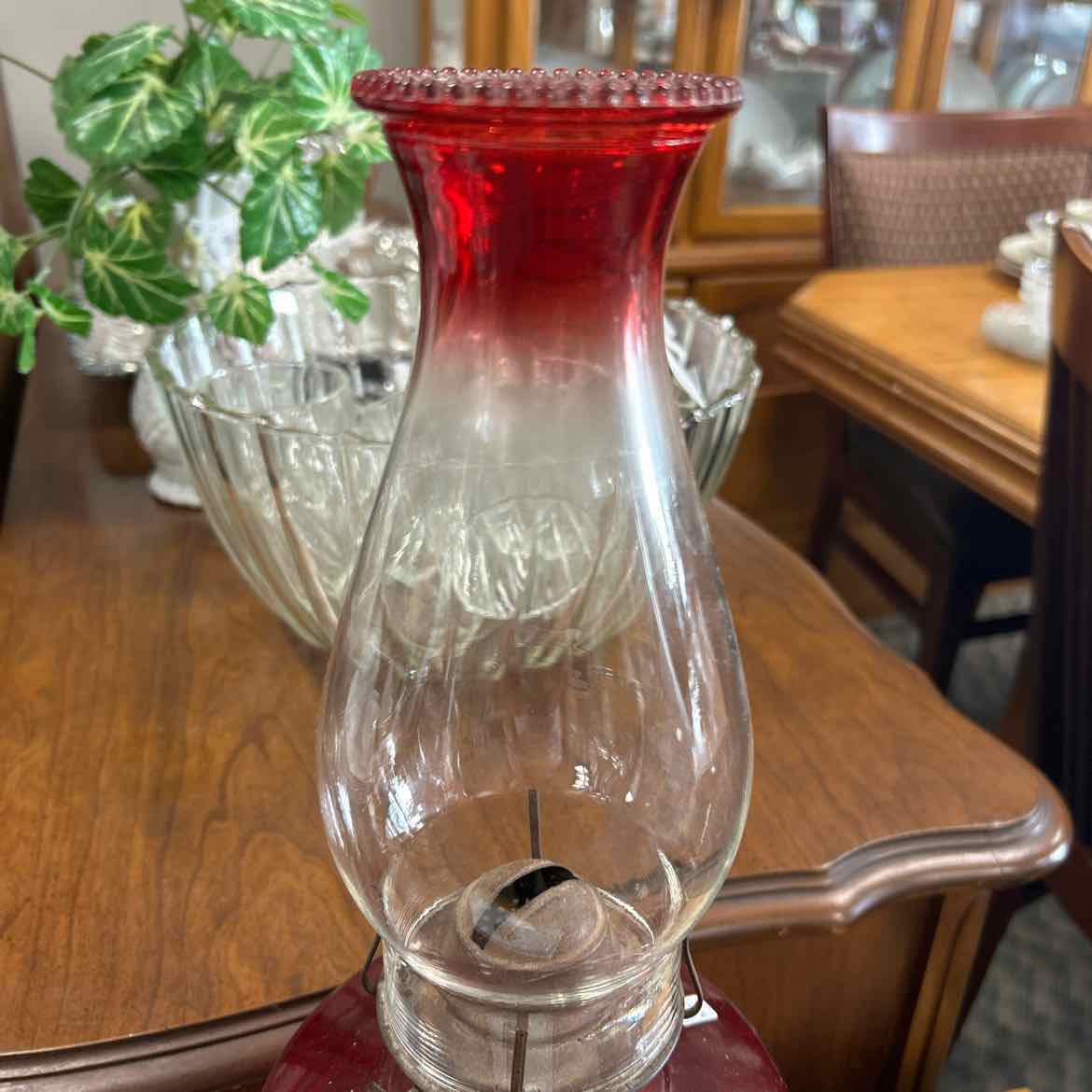 Vintage Kerosene Red Hurricane Lamp