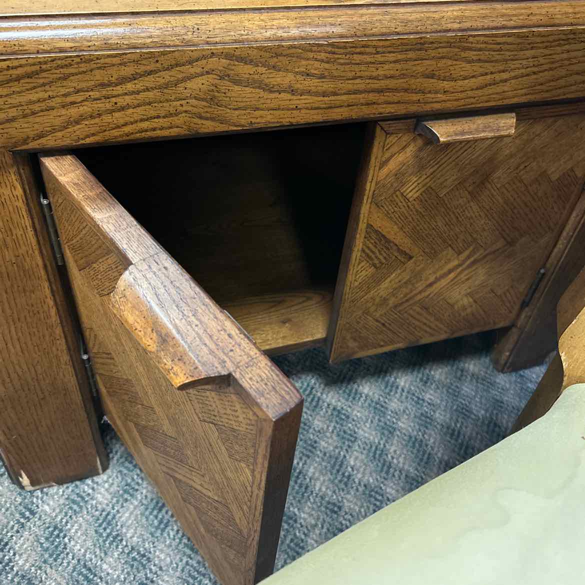 Wood End Table w/Herringbone Top