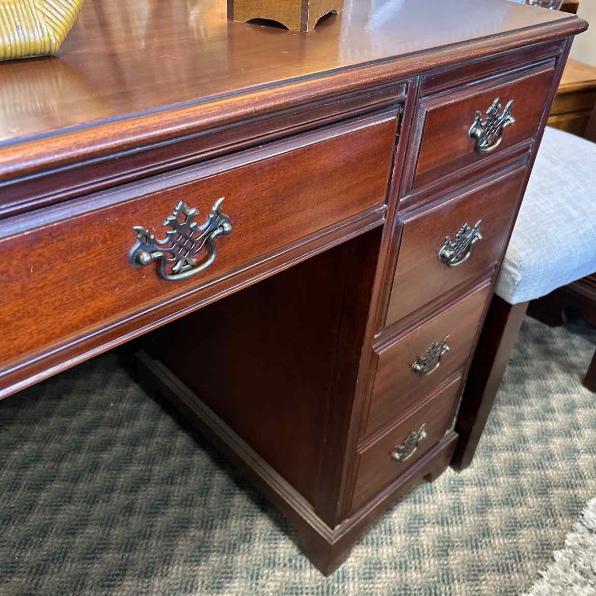Wood Desk w/Brass Handles