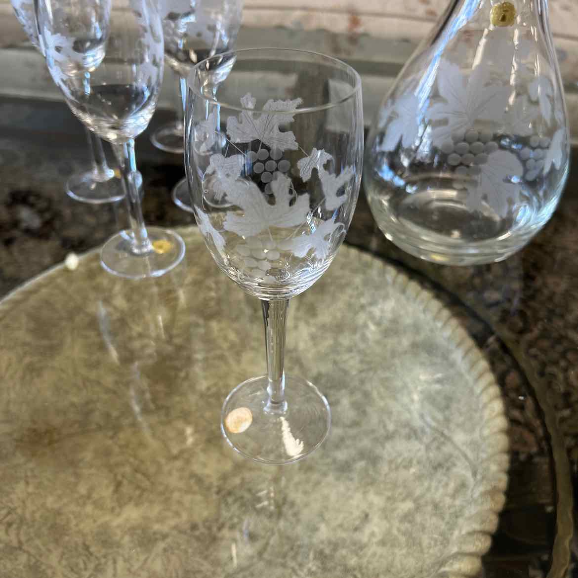 Crystal Wine Decanter w/5 Glasses