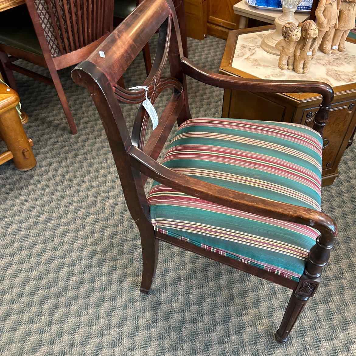 Green Striped Chair AS IS