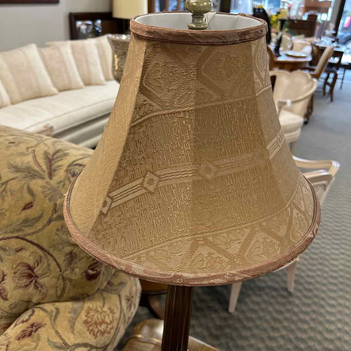 Wood Base Lamp w/Tan Shade