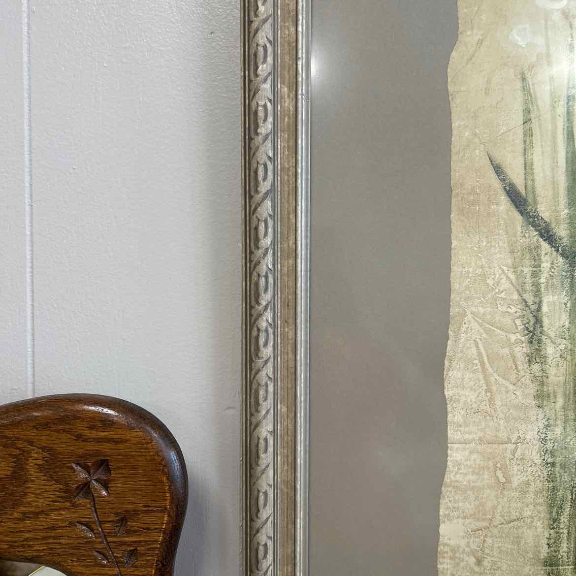 Print of White Flowers in Wood Frame