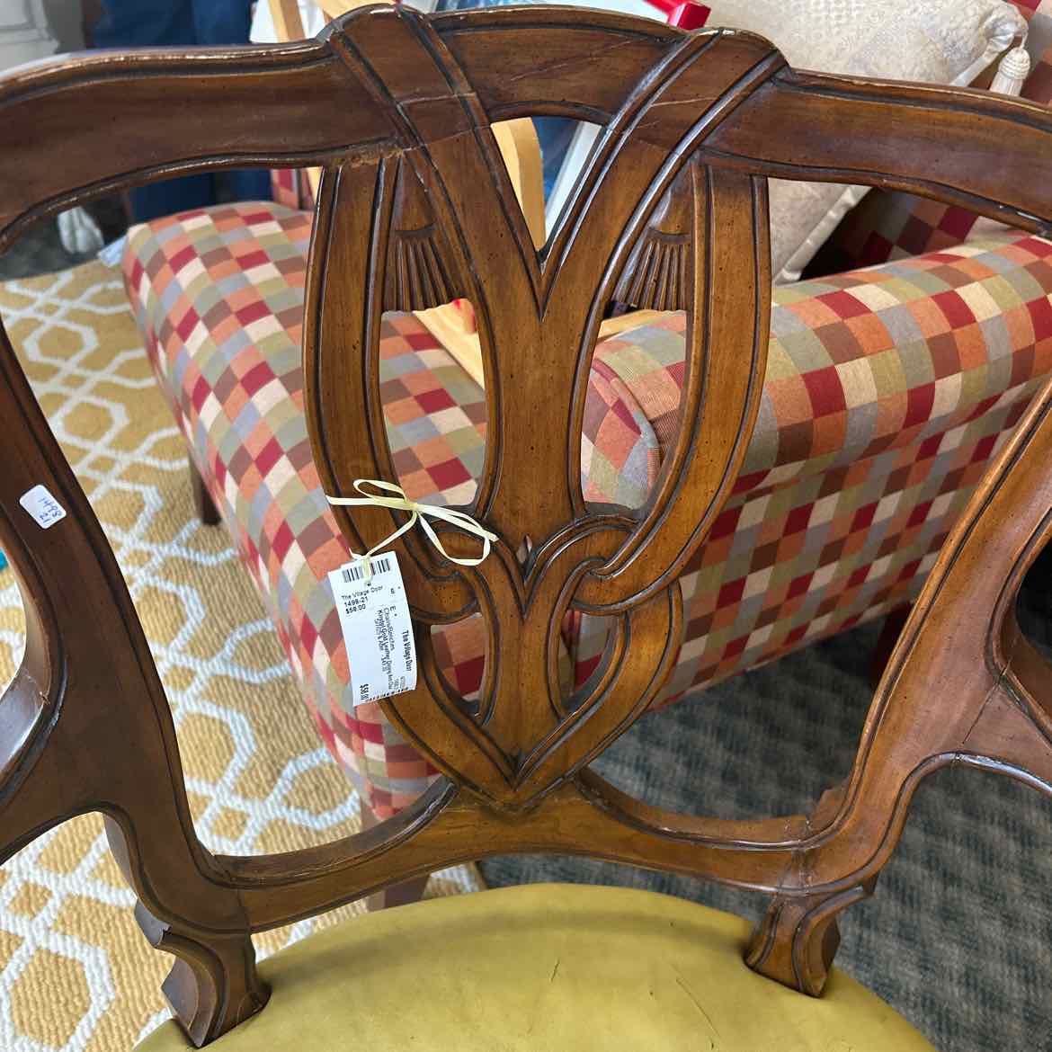 Kindel Gold Leather Dining Arm Chair