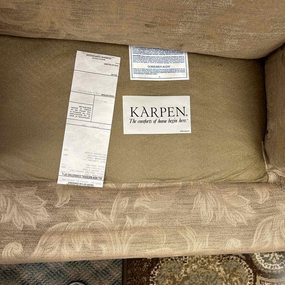 Tan Chair w/Leaf Pattern & Ornate Feet