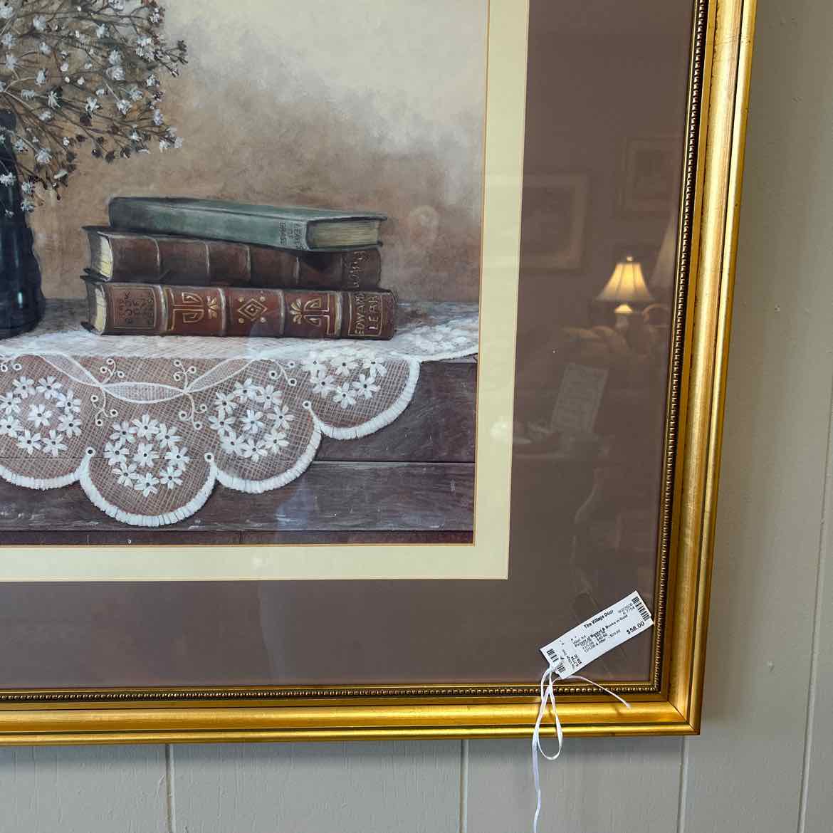 Picture of Basket & Books in Gold Frame
