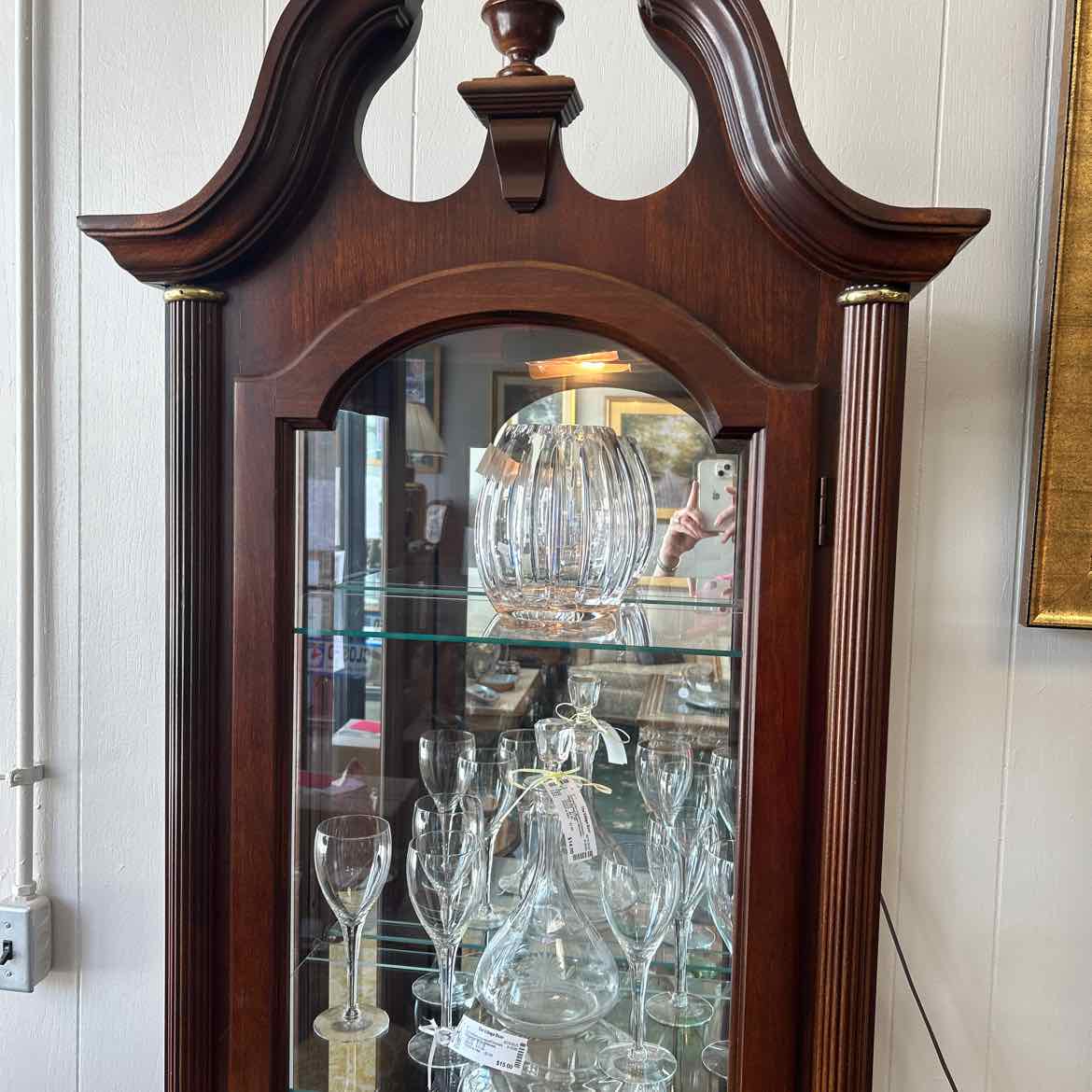 Narrow Glass & Wood Curio Cabinet