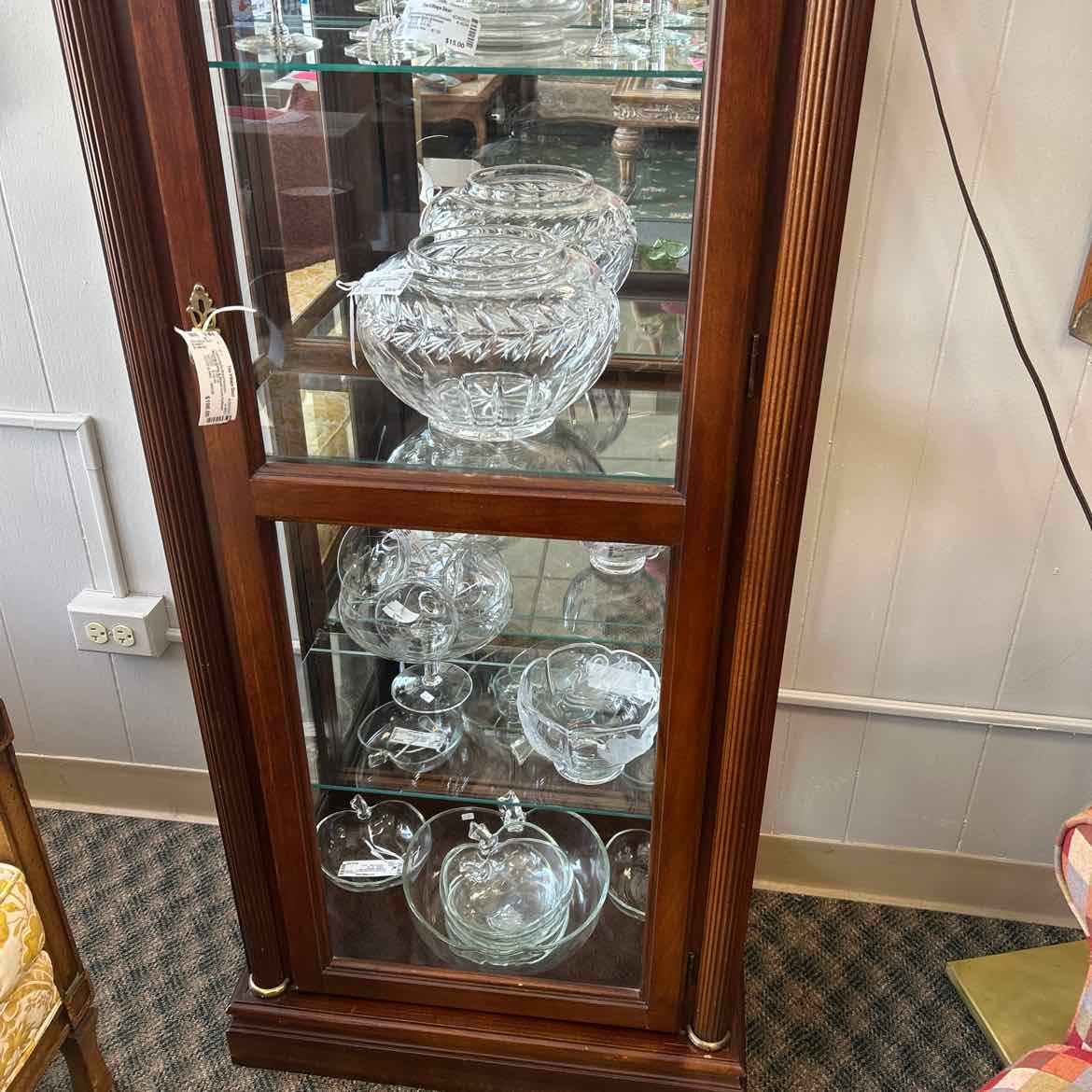 Narrow Glass & Wood Curio Cabinet