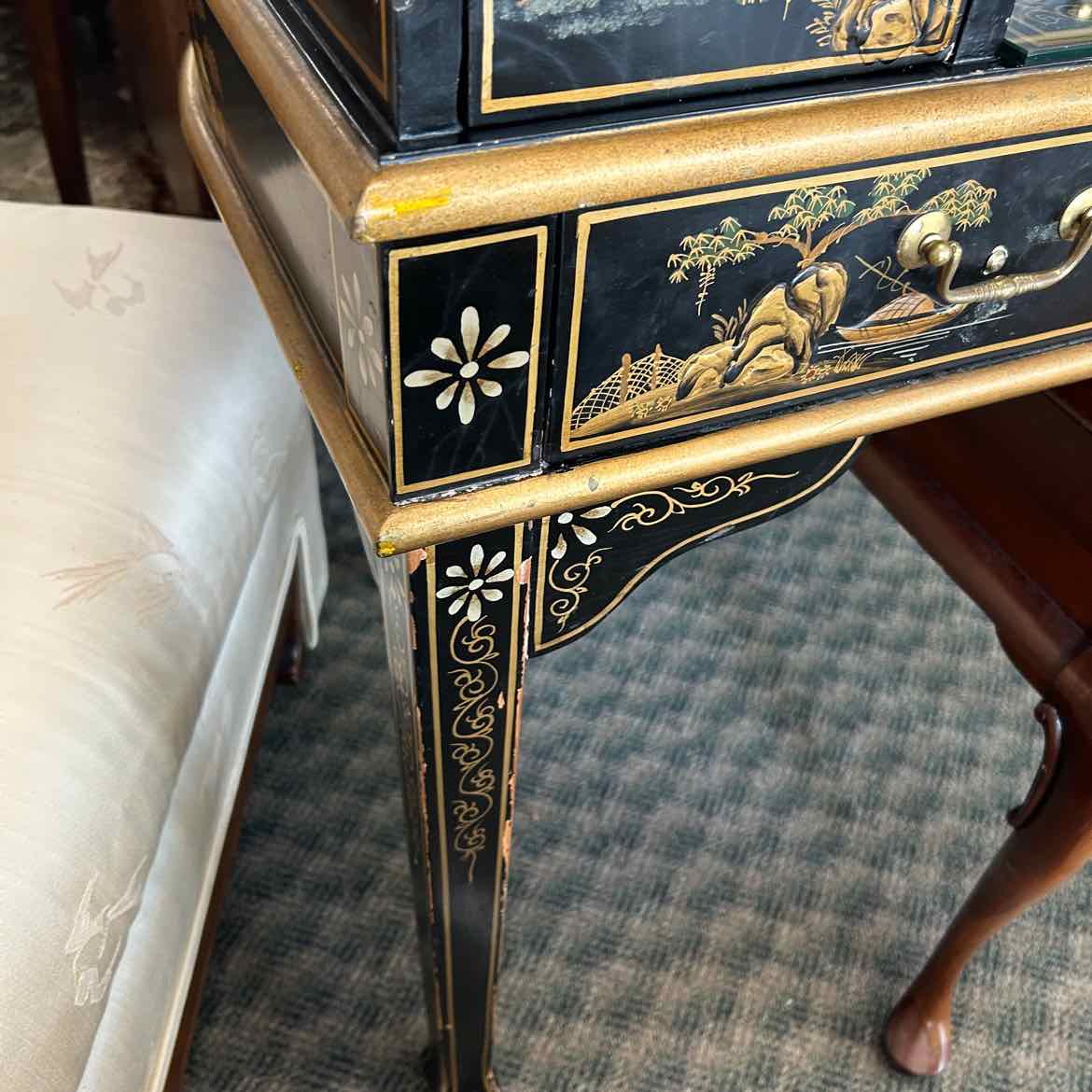 Wood Asian Secretary Desk AS IS