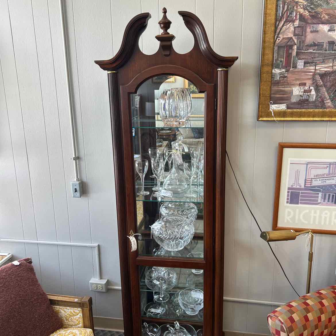 Narrow Glass & Wood Curio Cabinet