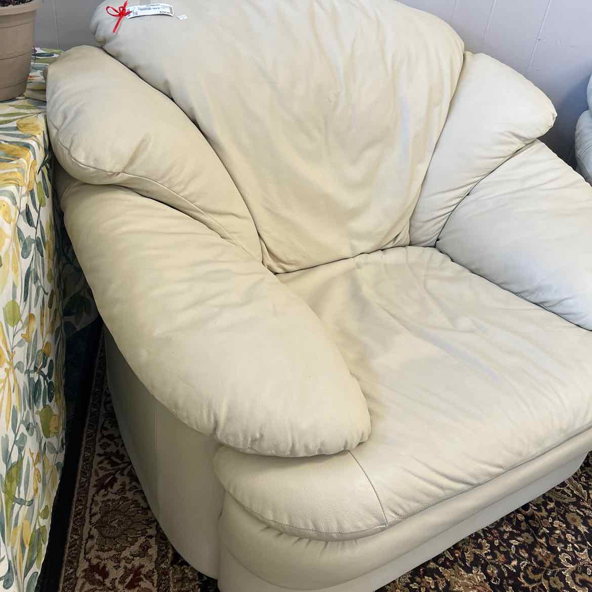 Oversize Cream Leather Arm Chair