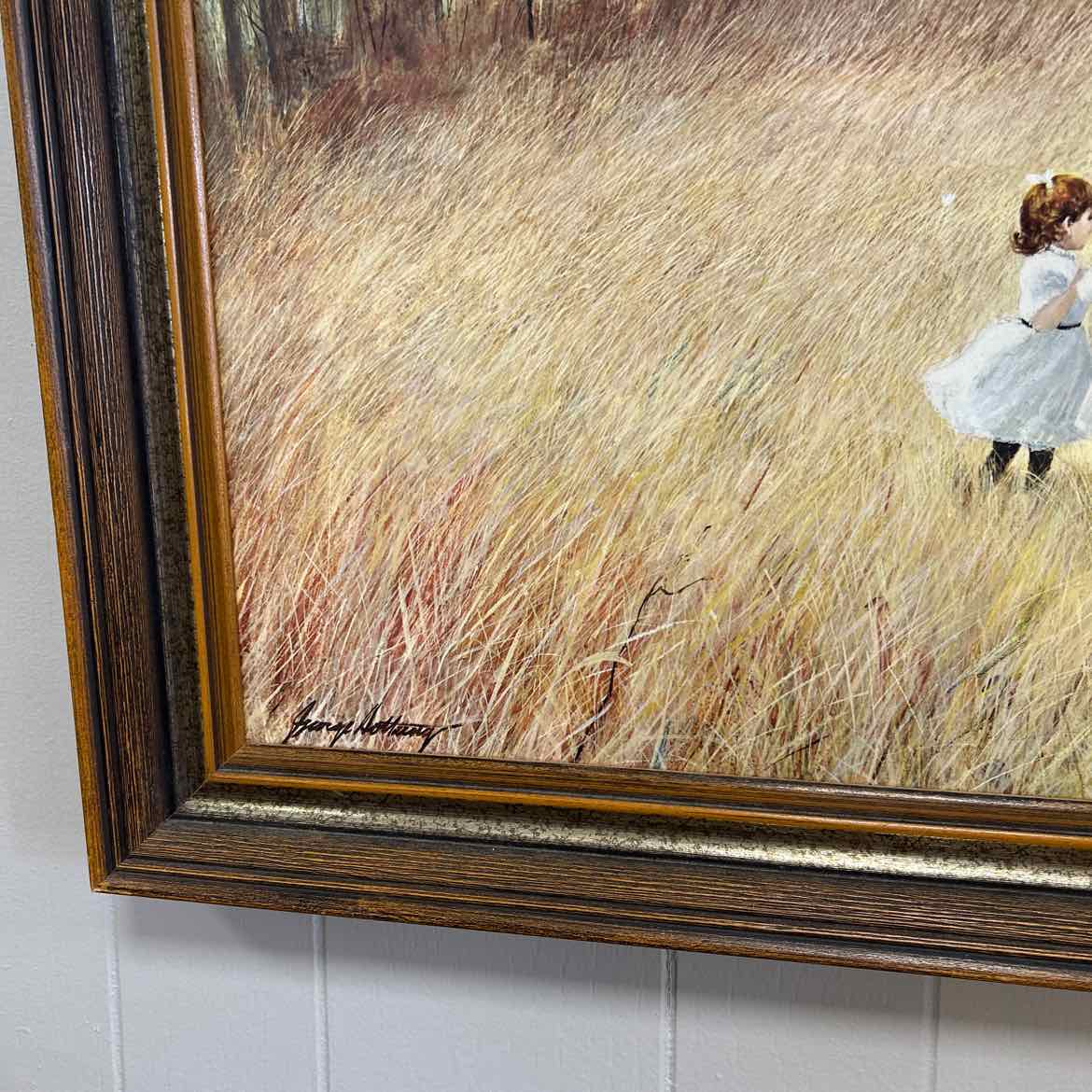 Picture of Children Around Tree in Brown Frame