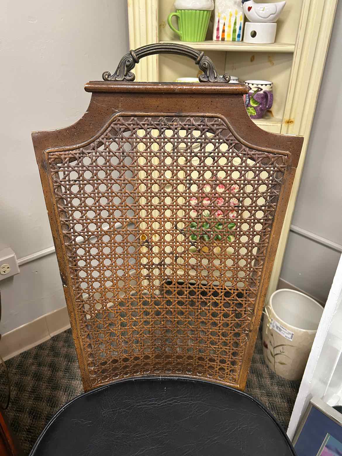 Cane back Chair w/Black Seat