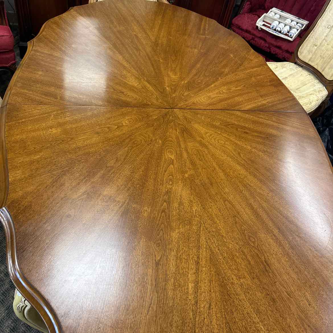 Oval Dining Table w/4 Upholstered Chairs AS IS/2 Leaves & Pads