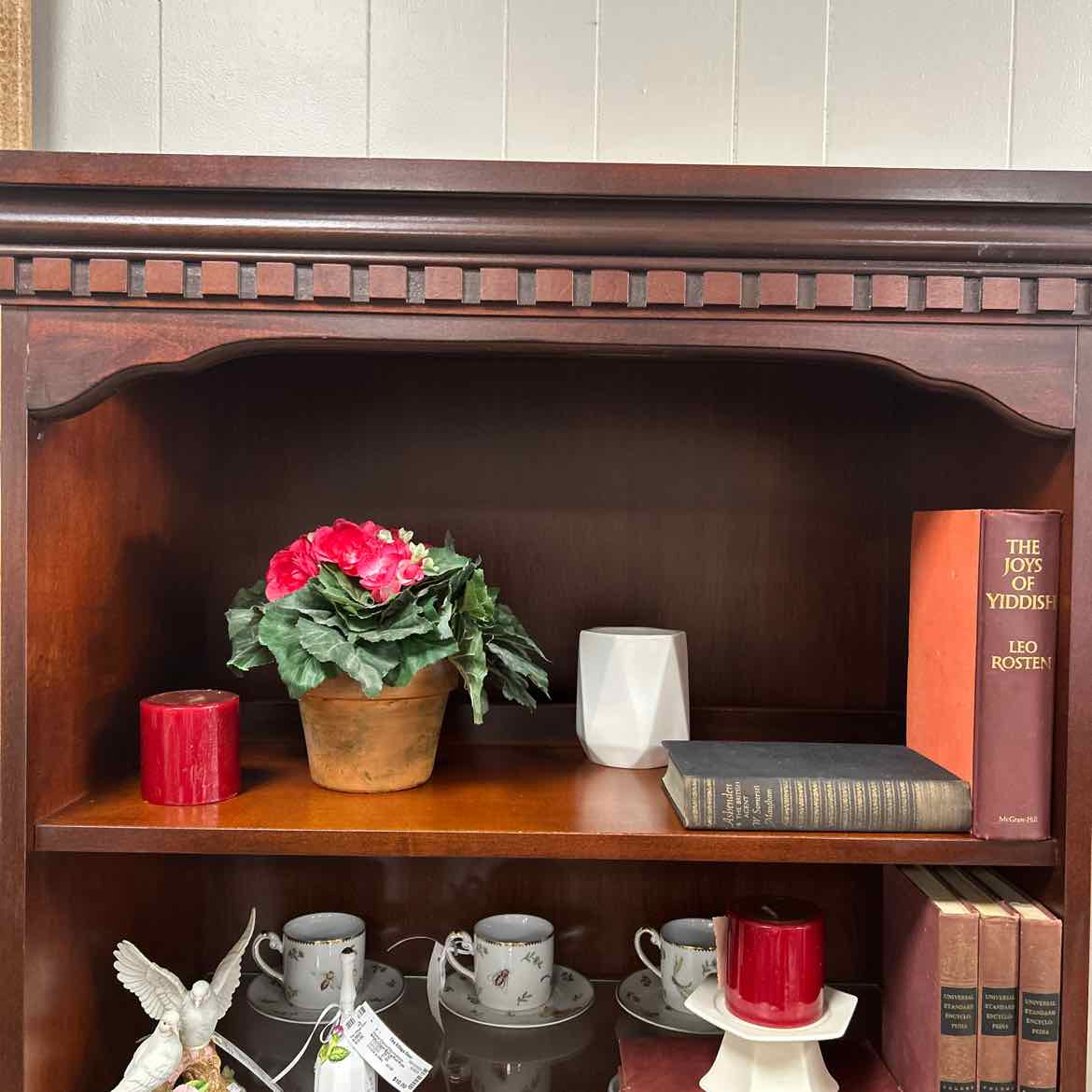 Mahogany Bookcase w/Glass Shelves