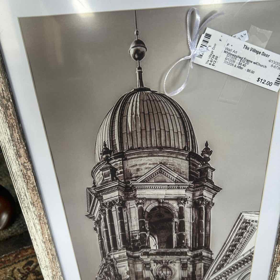 Whitewashed Frame w/Church