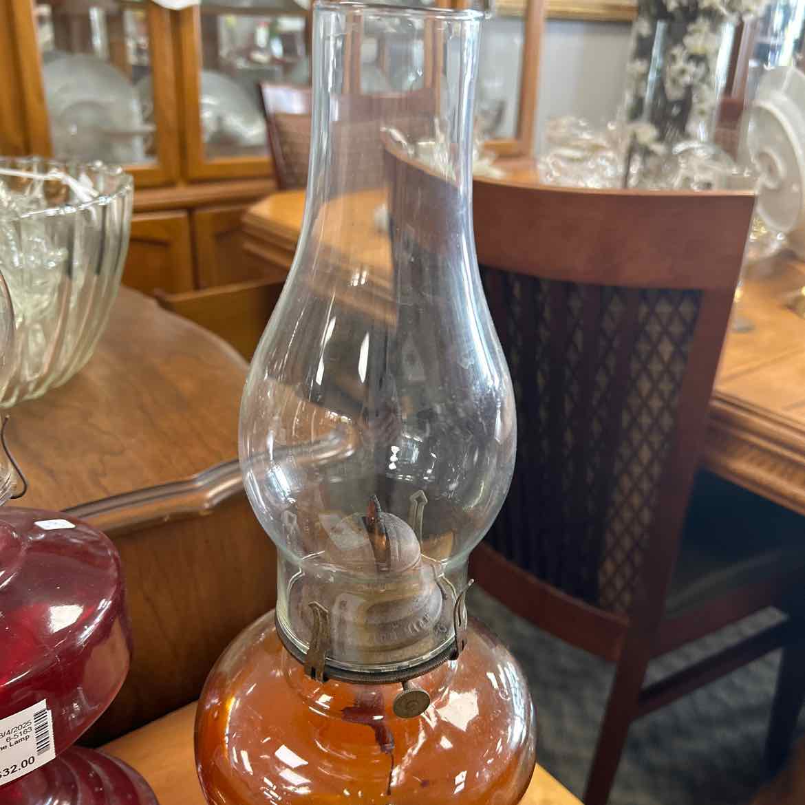 Glass Hurricane Oil Lamp
