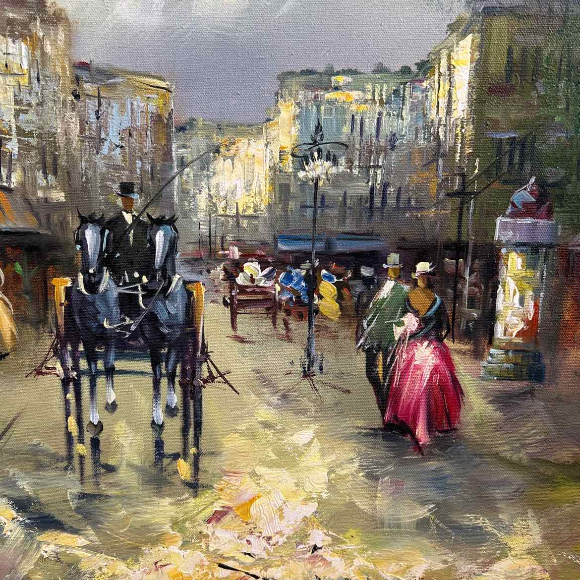 Walter Blesh Oil of Street Scene