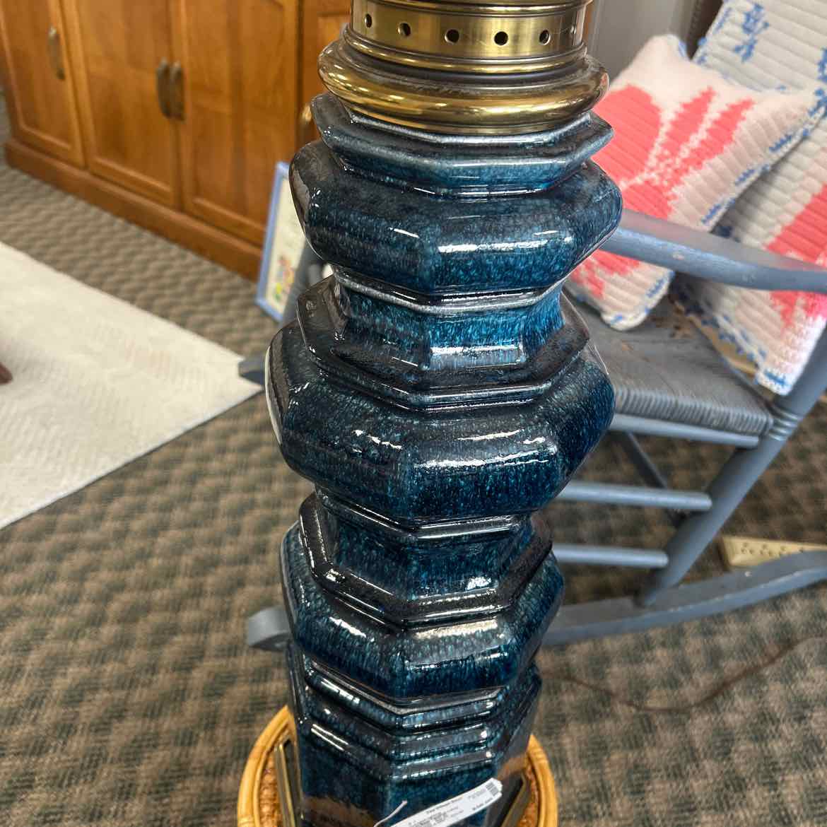 Tall Navy Ceramic Lamp