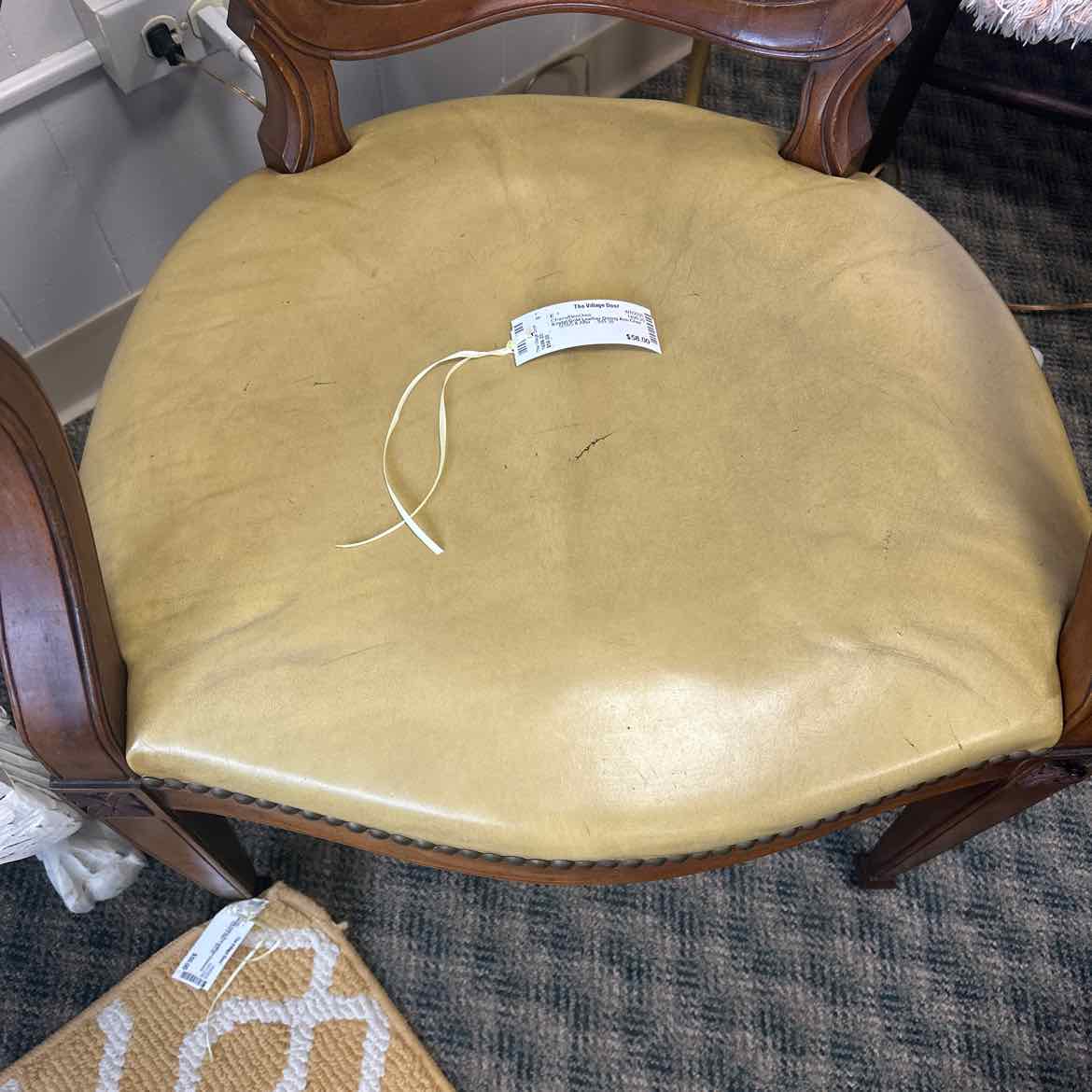 Kindel Gold Leather Dining Arm Chair