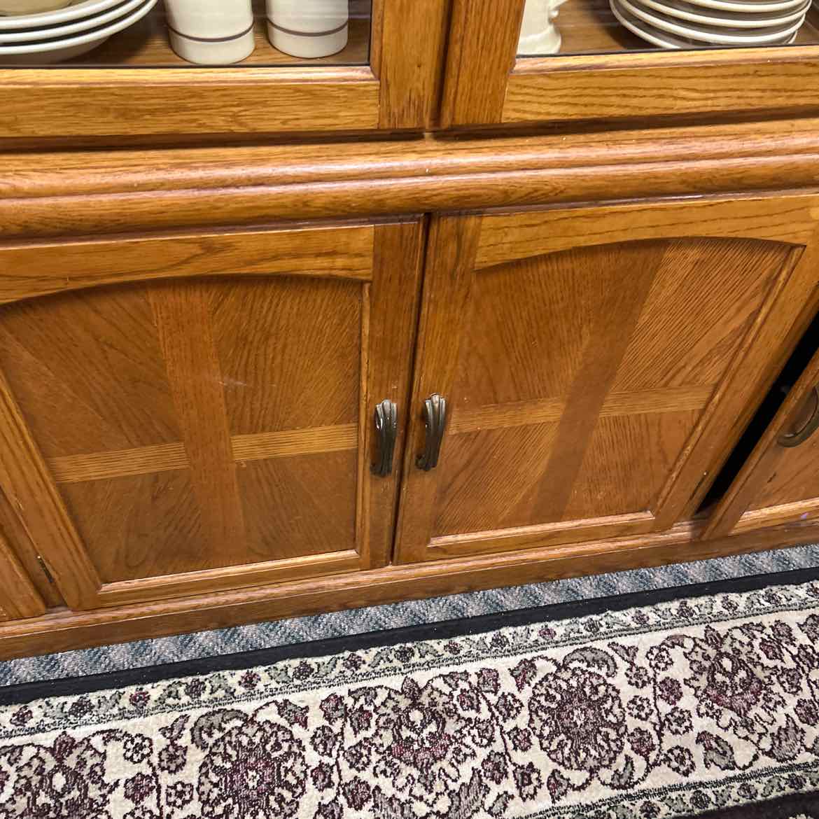 2 pc Maple China Cabinet w/Glass Doors