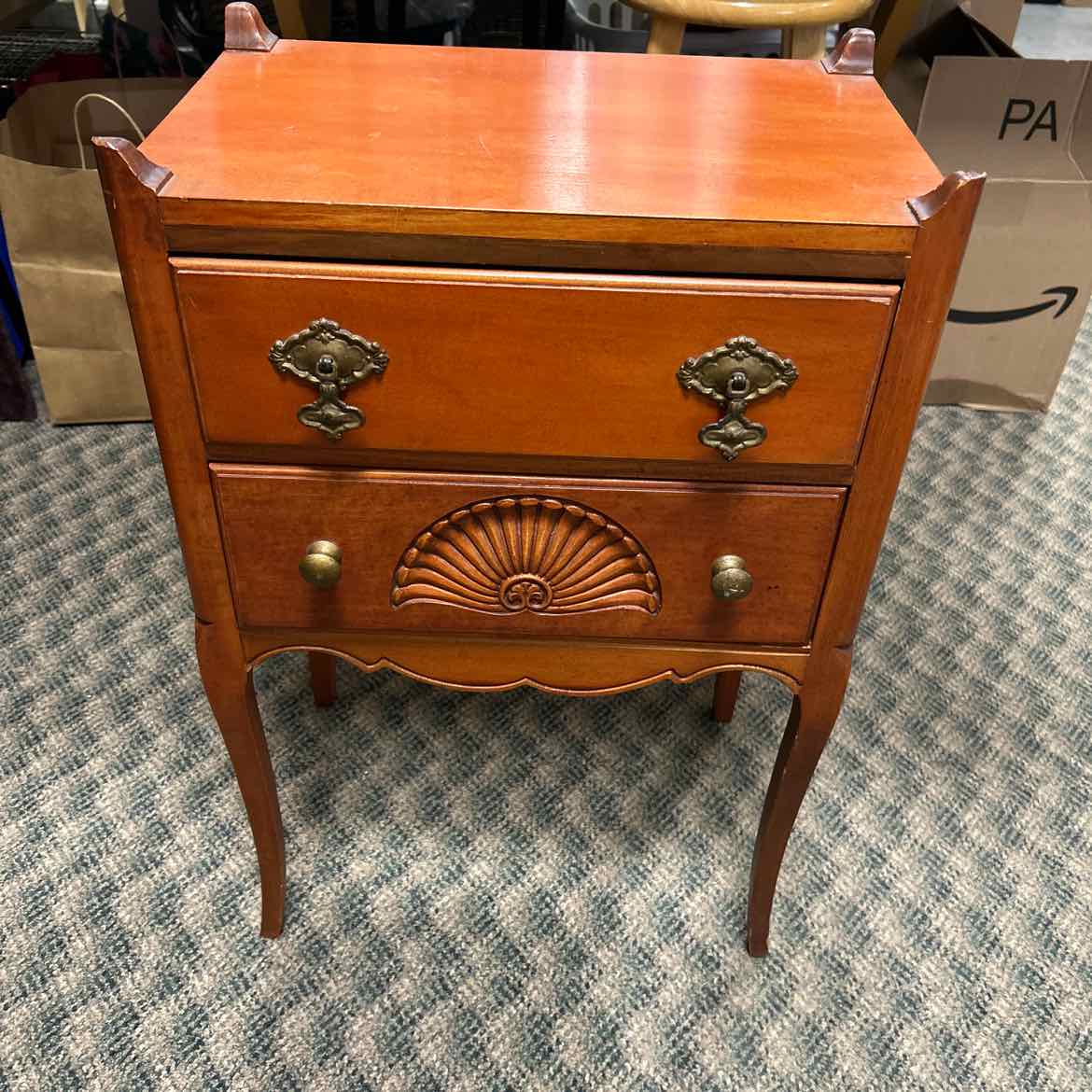 Vintage Sewing Storage Table w/2 drawers and Tall Legs