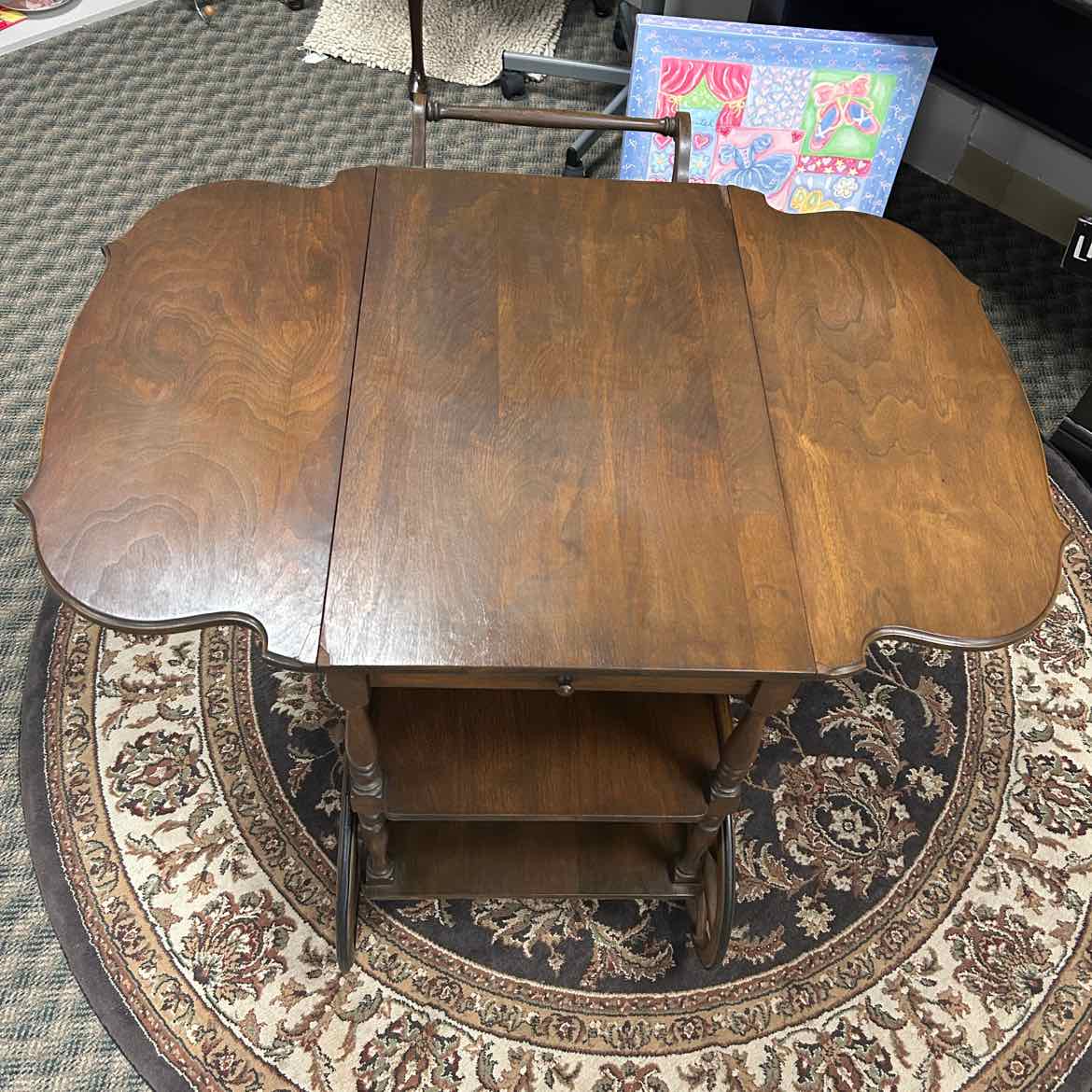 Drop Leaf Tea Cart w/Drawer