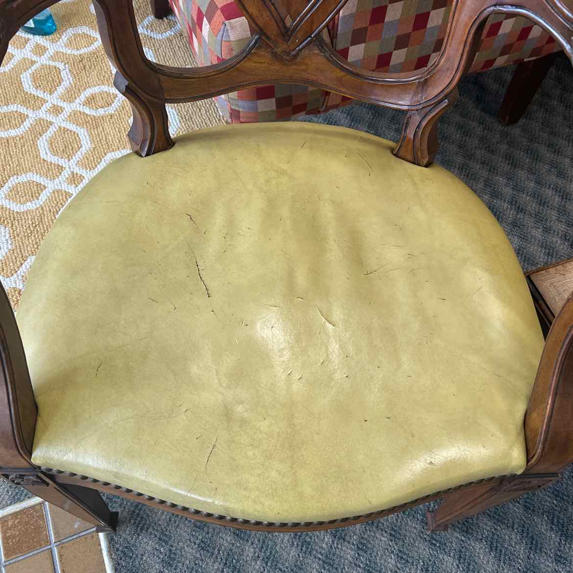 Kindel Gold Leather Dining Arm Chair