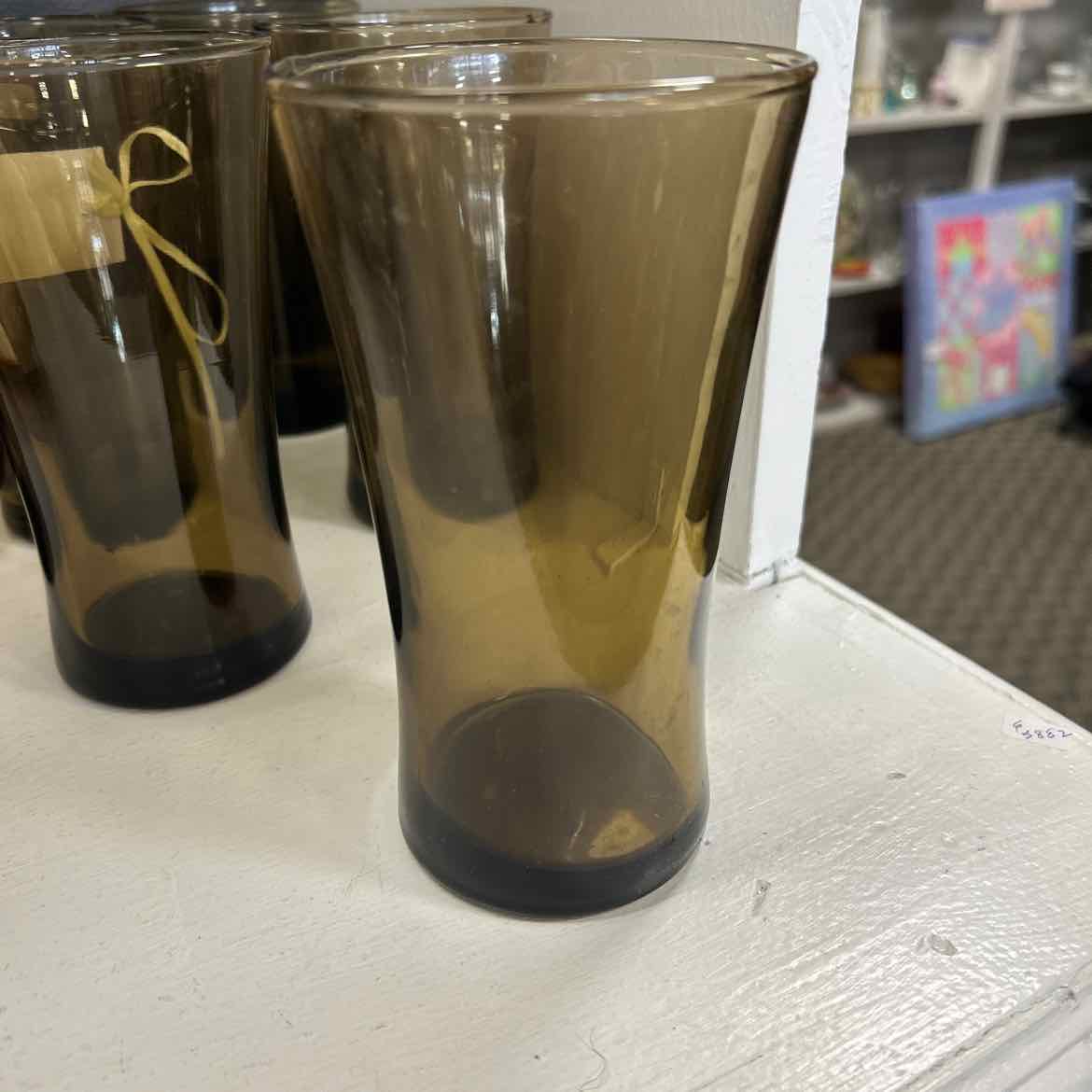 6 Amber Water Glasses