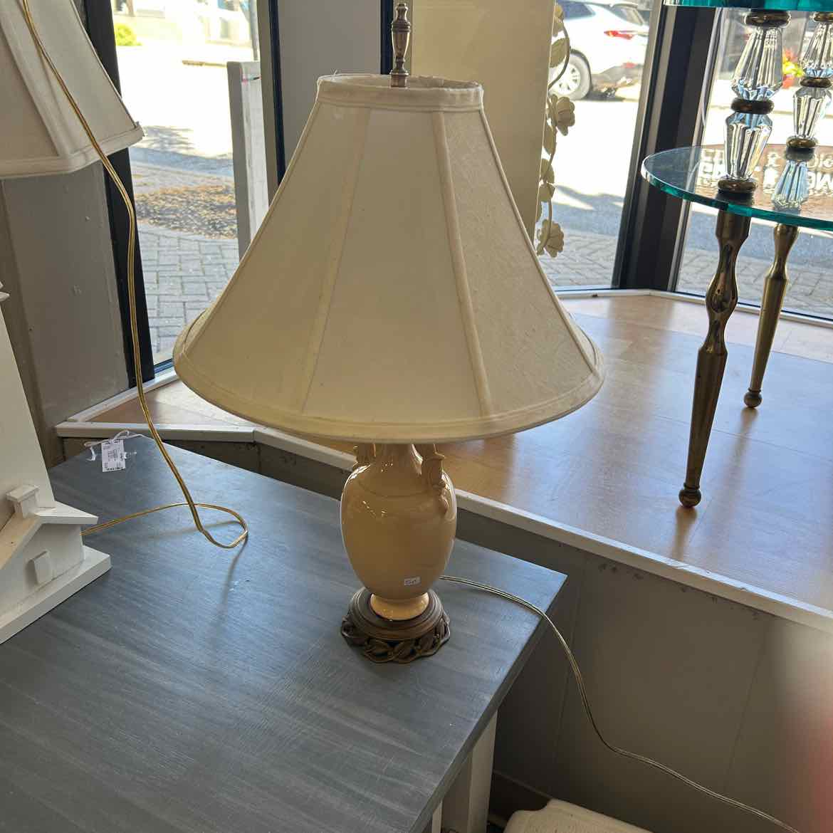 Tan Lamp w/Square Shade