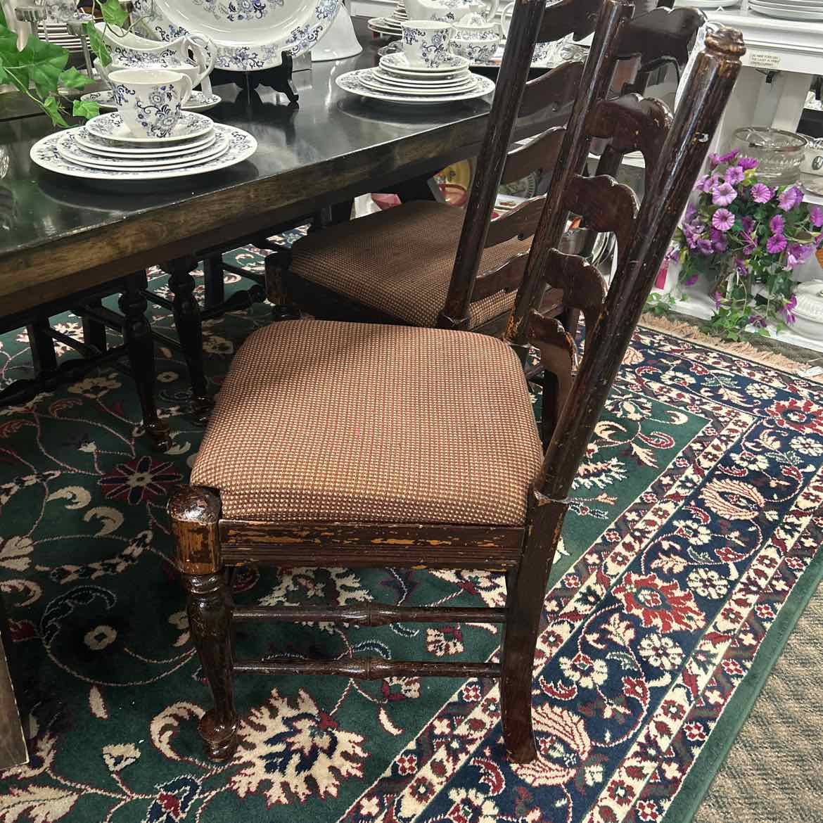 Black Wood Upholstered Chair
