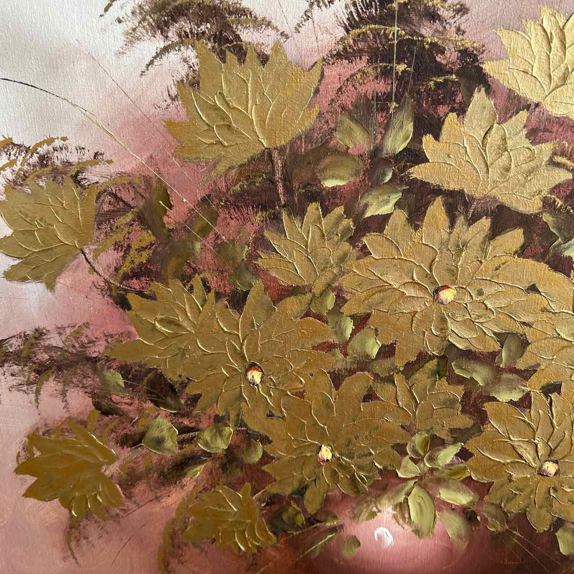 Oil Painting w/Gold Flowers