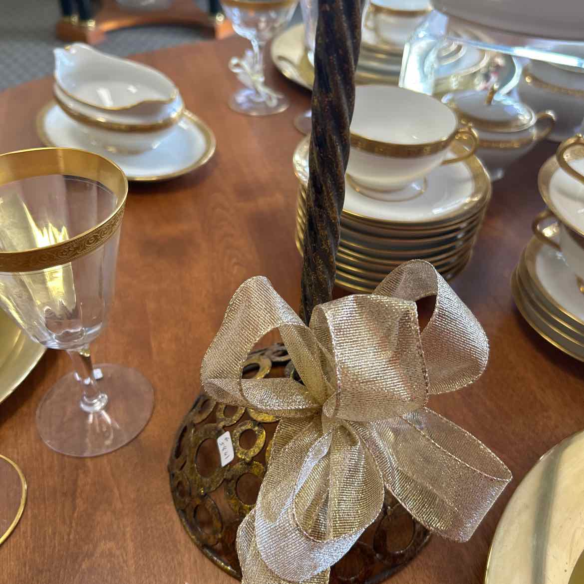 Tall Brass Candleholder w/Circles