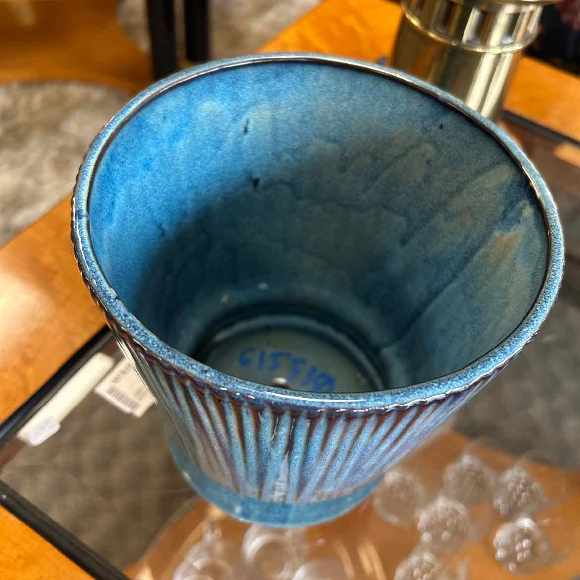 NEW Blue Ceramic Flower Pot