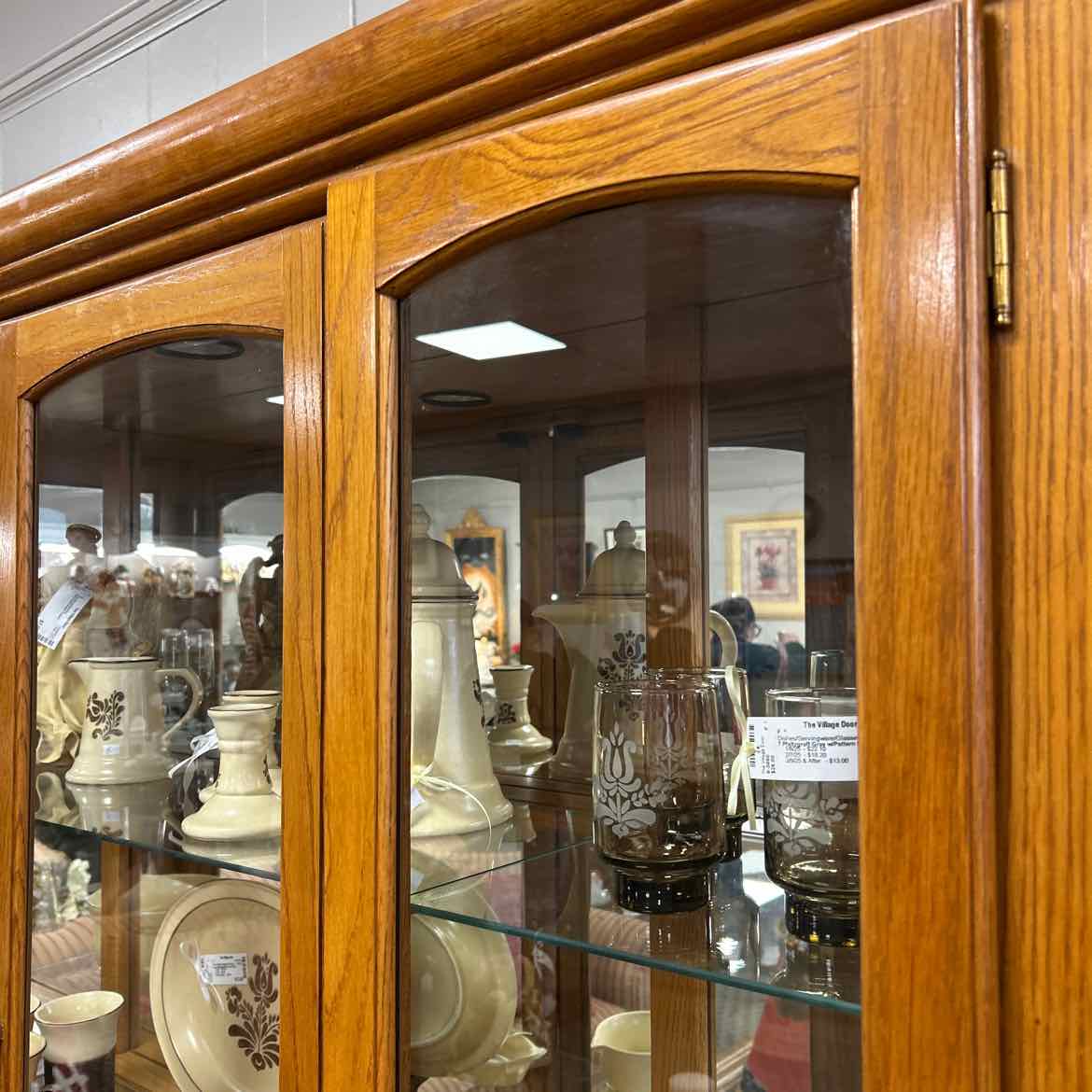 2 pc Maple China Cabinet w/Glass Doors