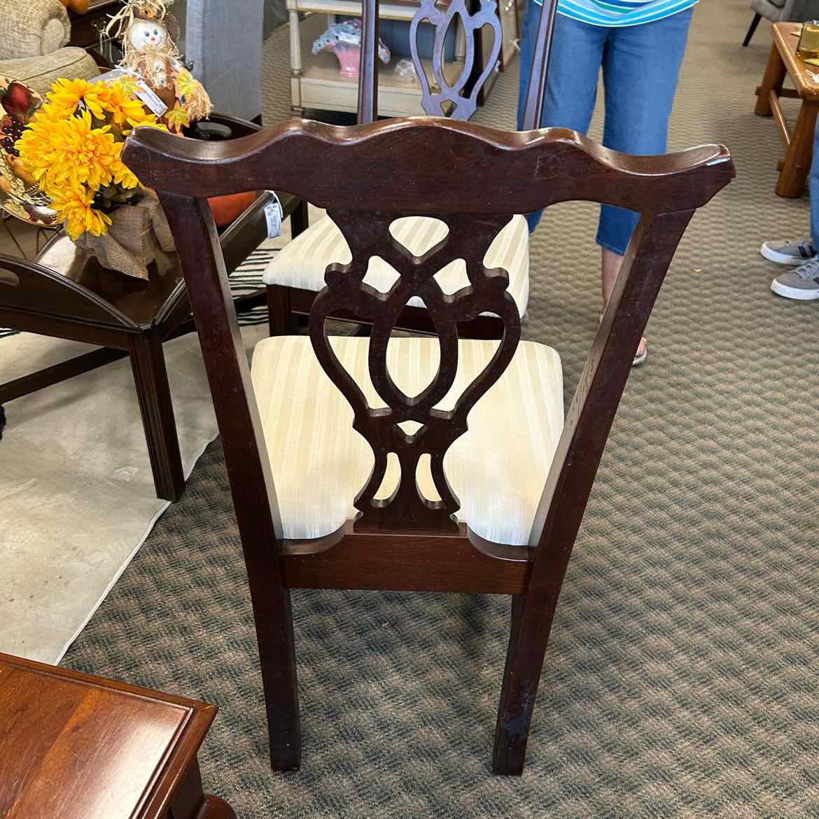 Wood Chair w/Cream Upholstered Seat