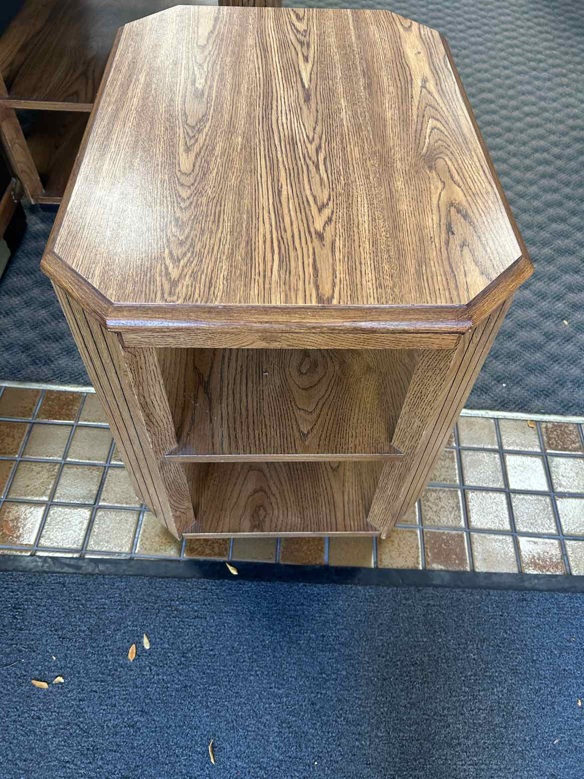 Small Wood Side Table w/2 Shelves