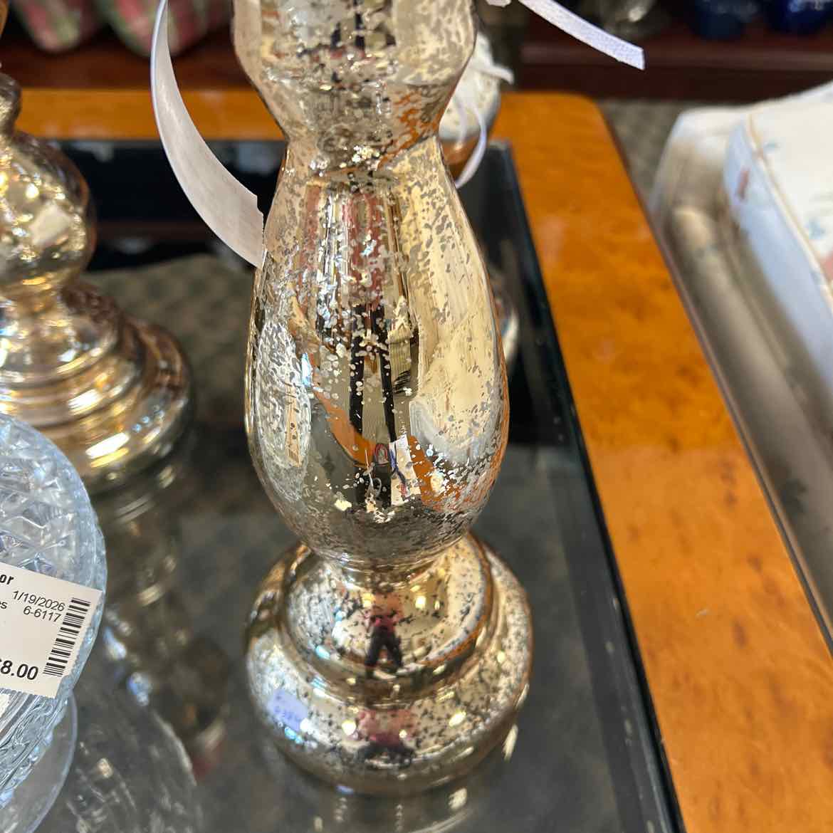 Speckled Gold Glass Candleholder