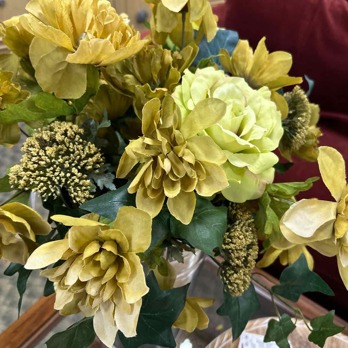 Metal Cone Shape Container w/Flowers