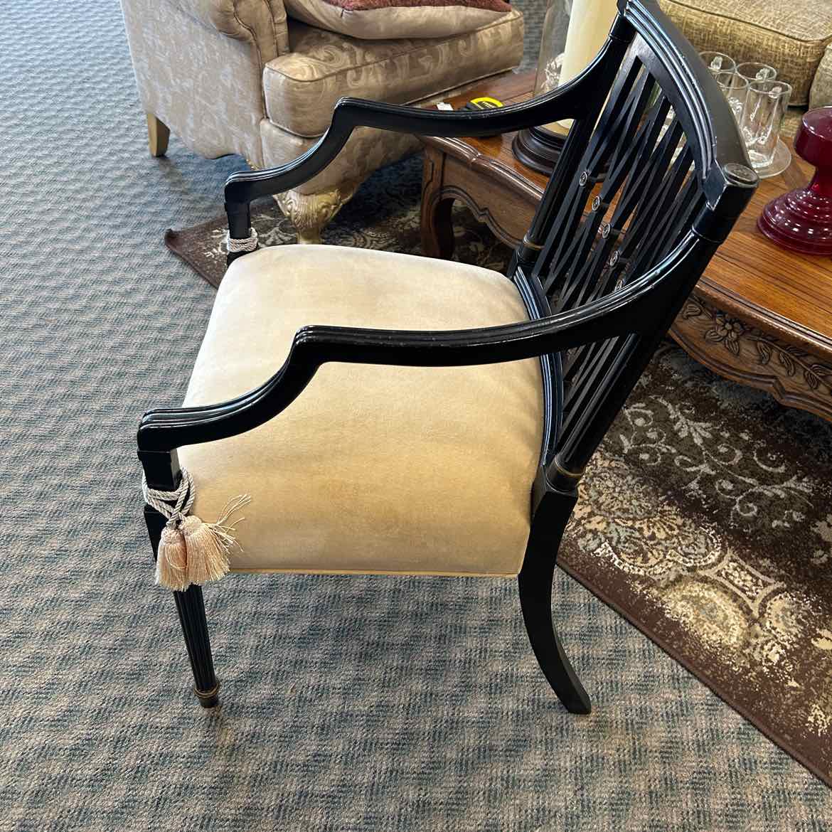 Black Wood w/Cream Upholstered Seat