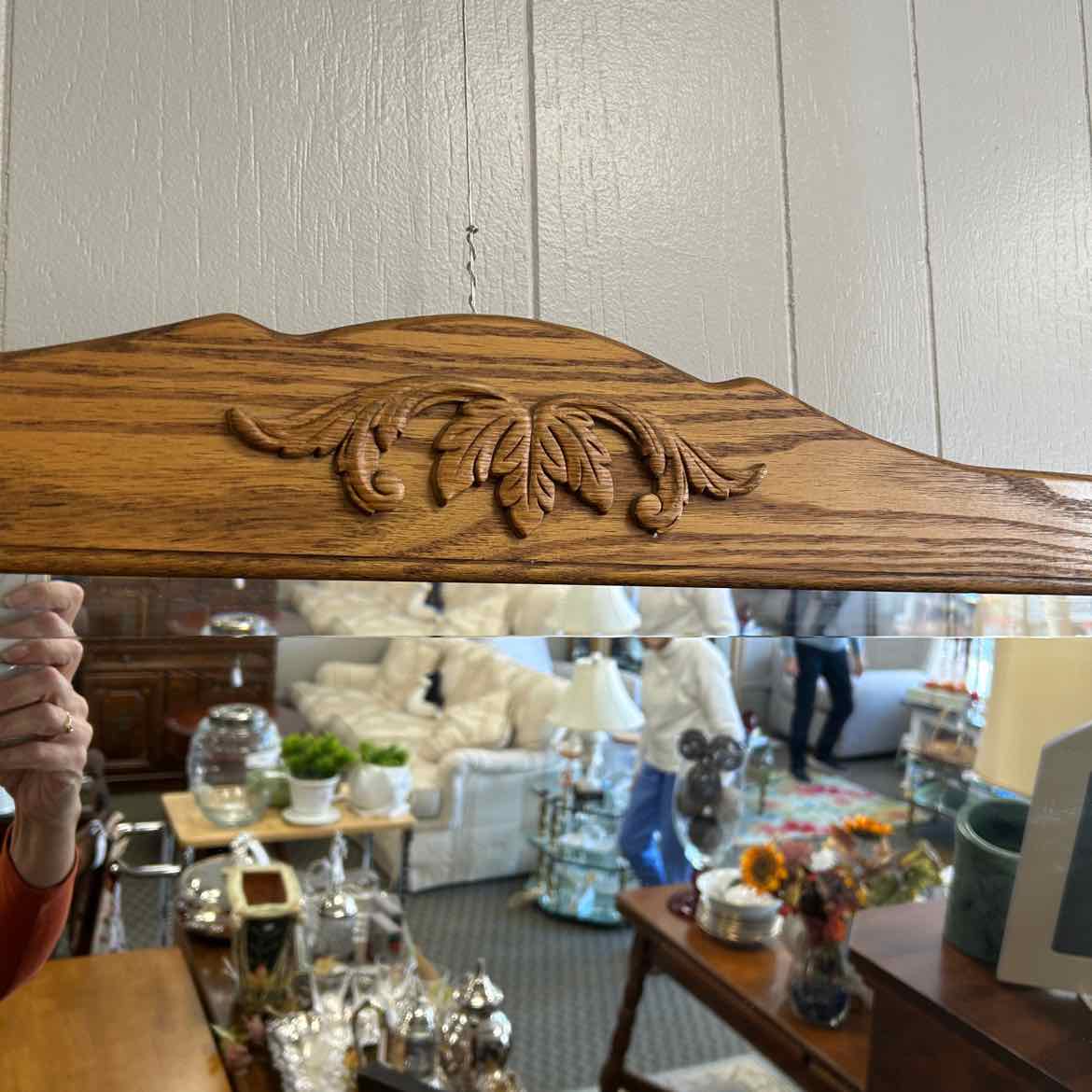 Wood Hanging Shelf w/Mirror