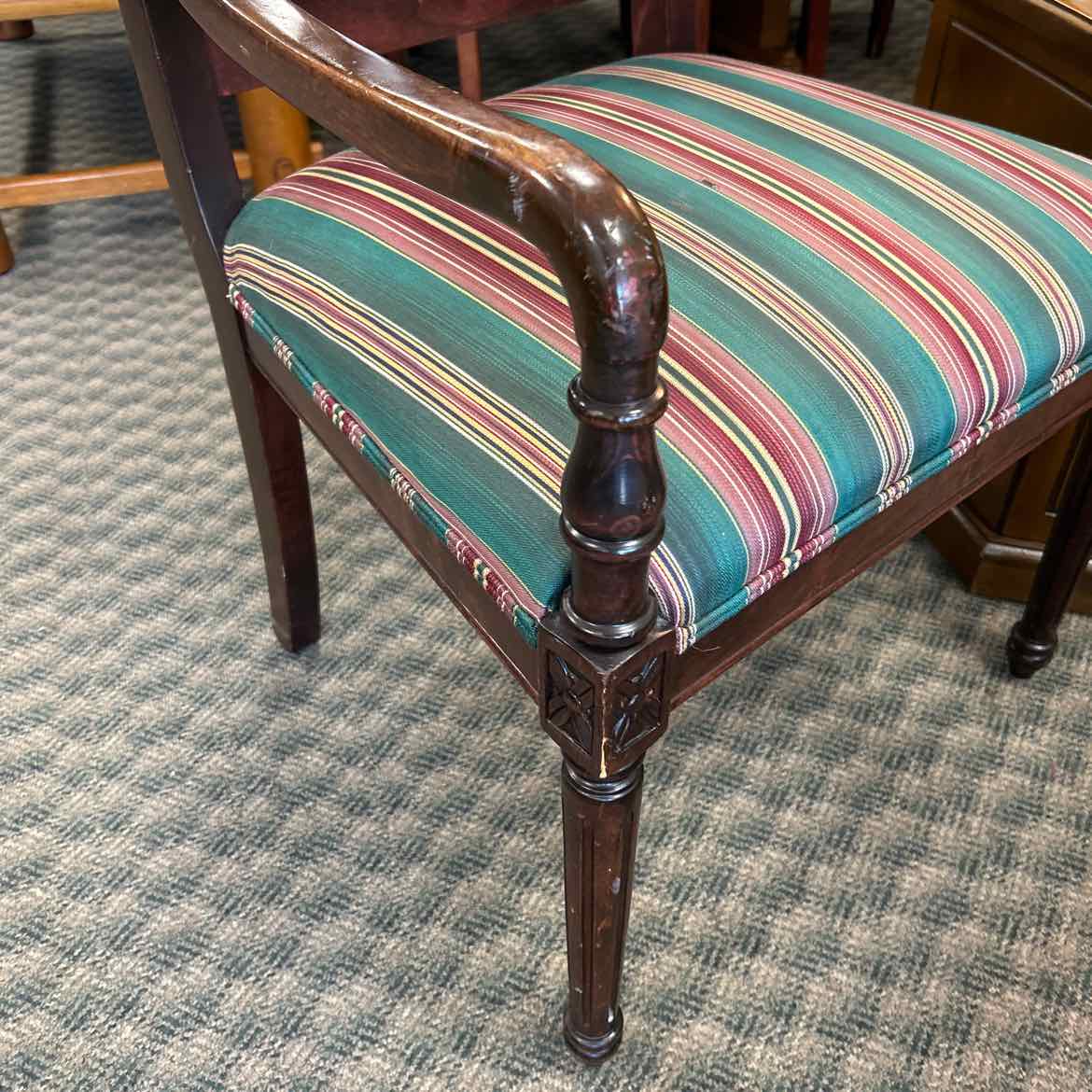 Green Striped Chair AS IS