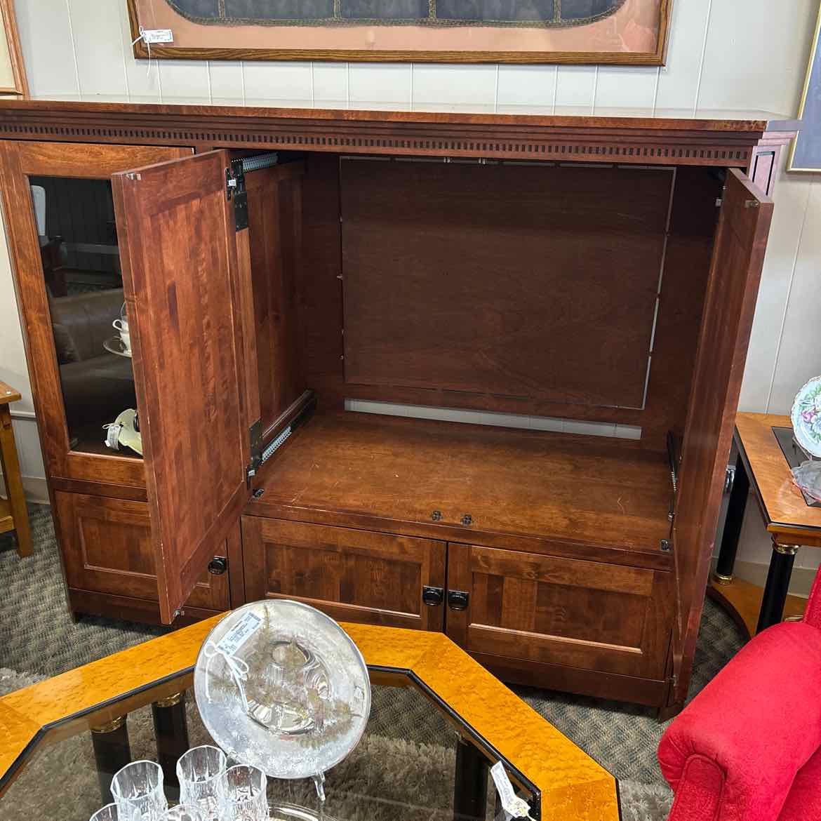 Wood Entertainment Cabinet w/Glass Door